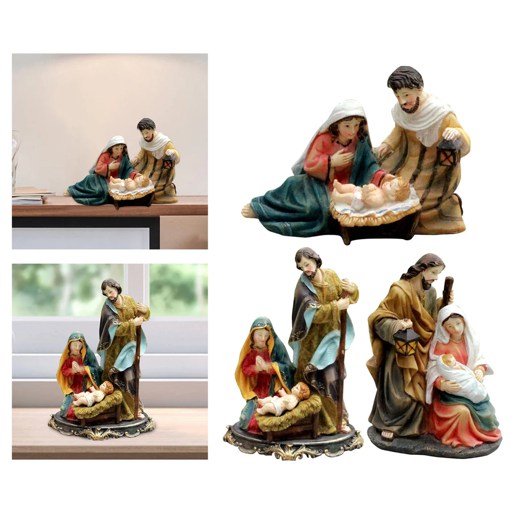 Miniature Resin Christmas Nativity Figures Baby Jesus Resin Statues Decors