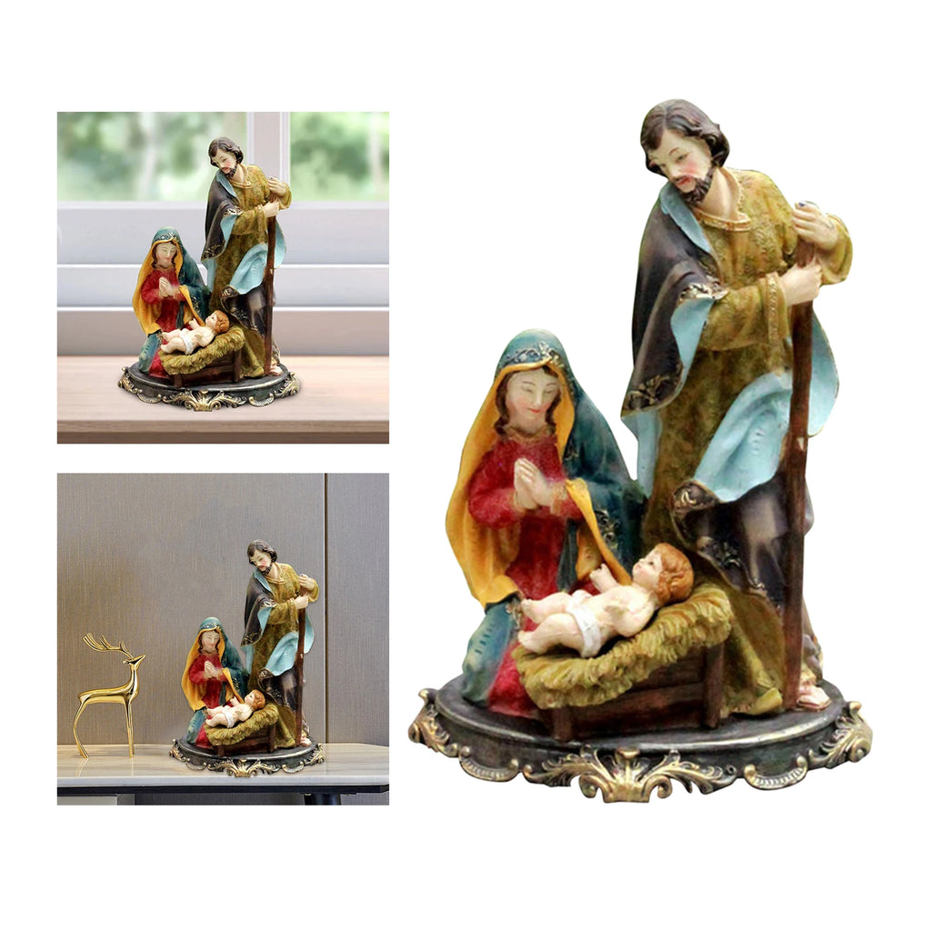 Miniature Resin Christmas Nativity Figures Baby Jesus Resin Statues Decors