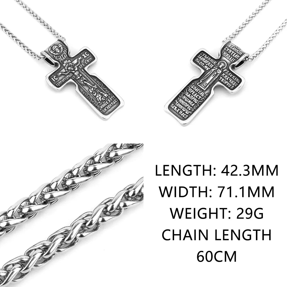 Fashion Religious Jesus Cross Necklace Stainless Steel Men's Christian Believer Pendant Necklace Bible Vintage Charm Jewelry