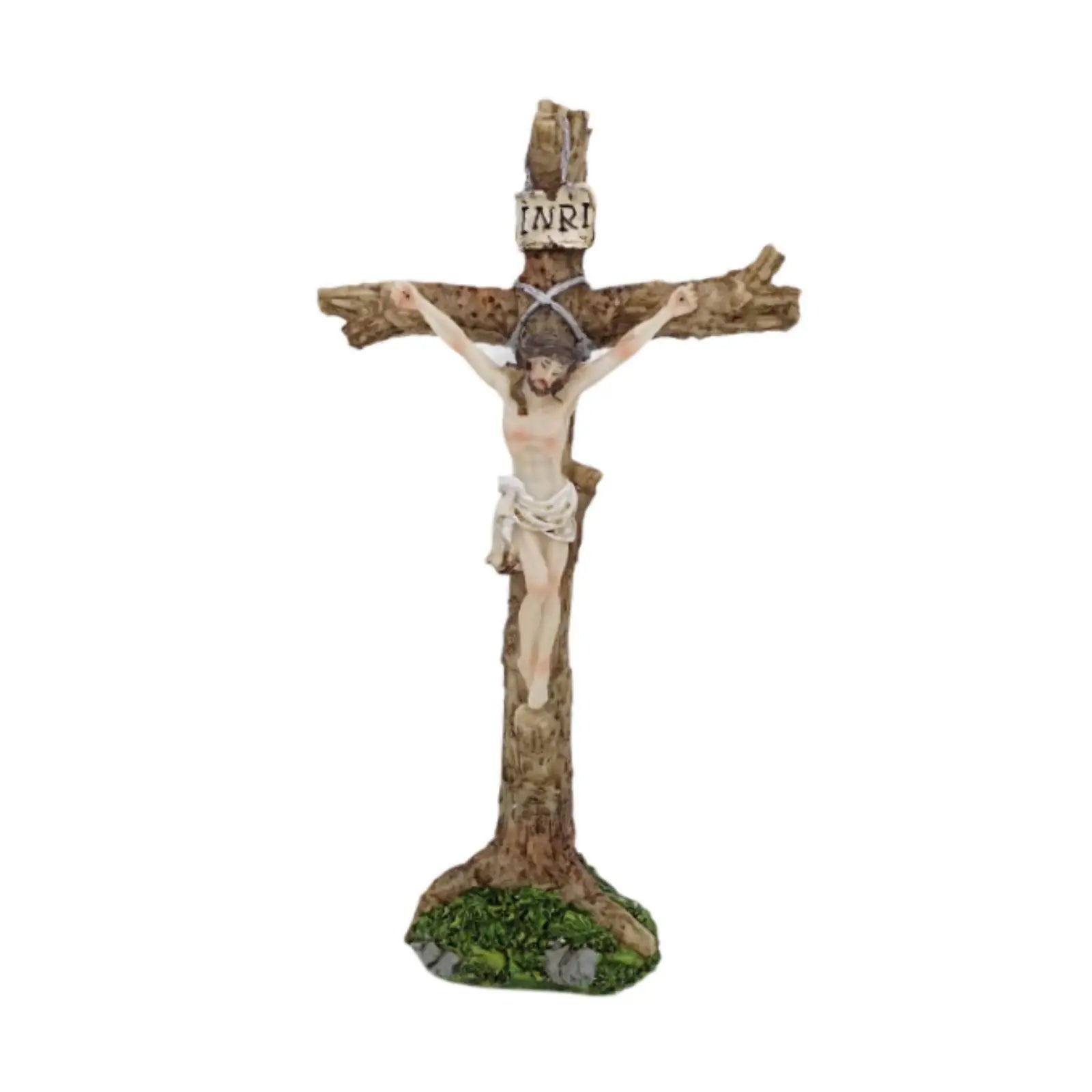 Standing Crucifix Sculpture Passion Crucifix Tabletop Centerpiece Holiday Jesus Cross Figurine Easter Decoration for Table