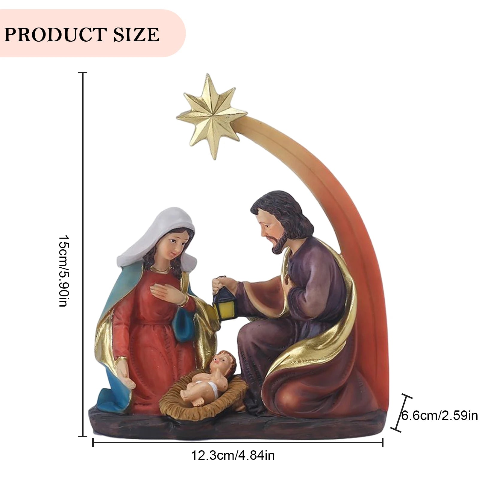 Resin Jesus Nativity Figurine Desktop Ornament Family Nativity Sculptures Handicrafts Christmas Gift Home Decor for Living Room