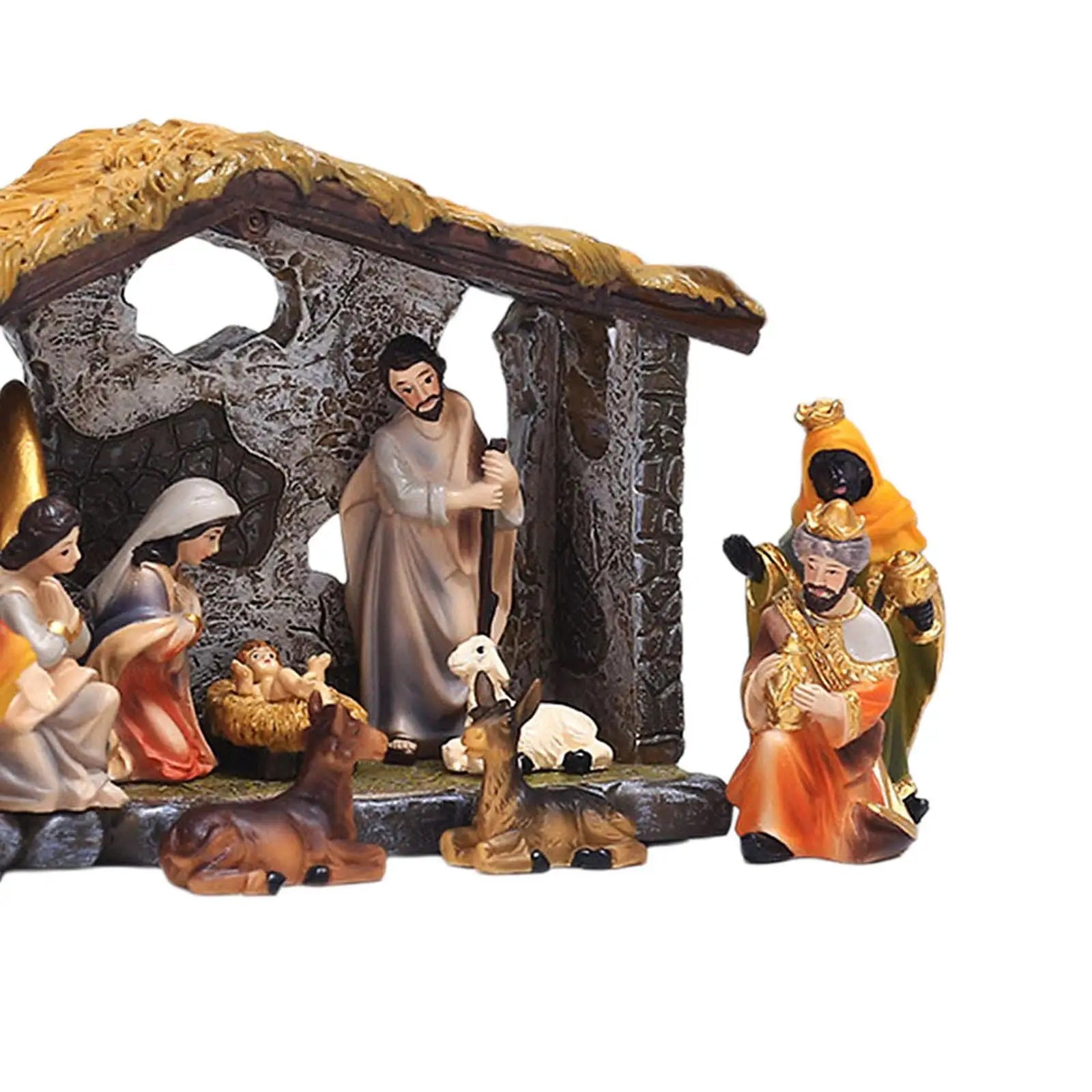 Nativity Figurines Birth of Religious Christmas Worship Table Statue