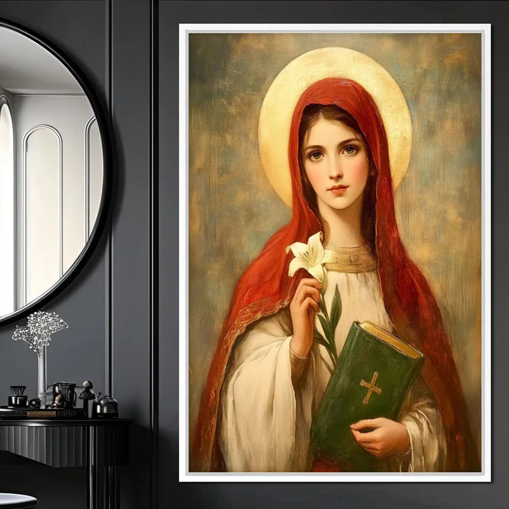 Christian Sacred Heart Jesus Art Posters Prints Catholic Pure Virgin Mary Canvas Painting Religious Believers Bedroom Home Decor