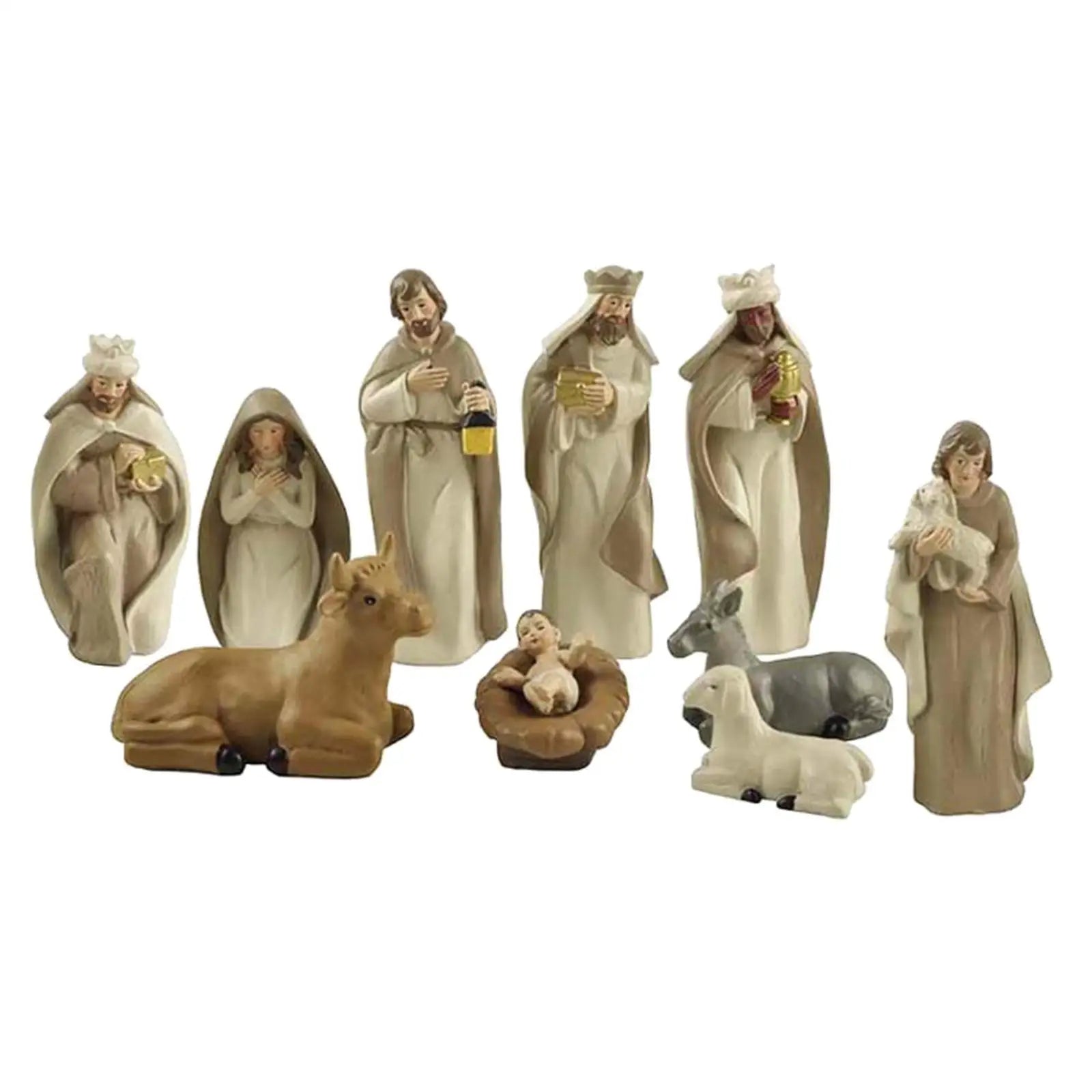 10x Resin Christmas Crib Figures Display Set Figures Baby Gifts