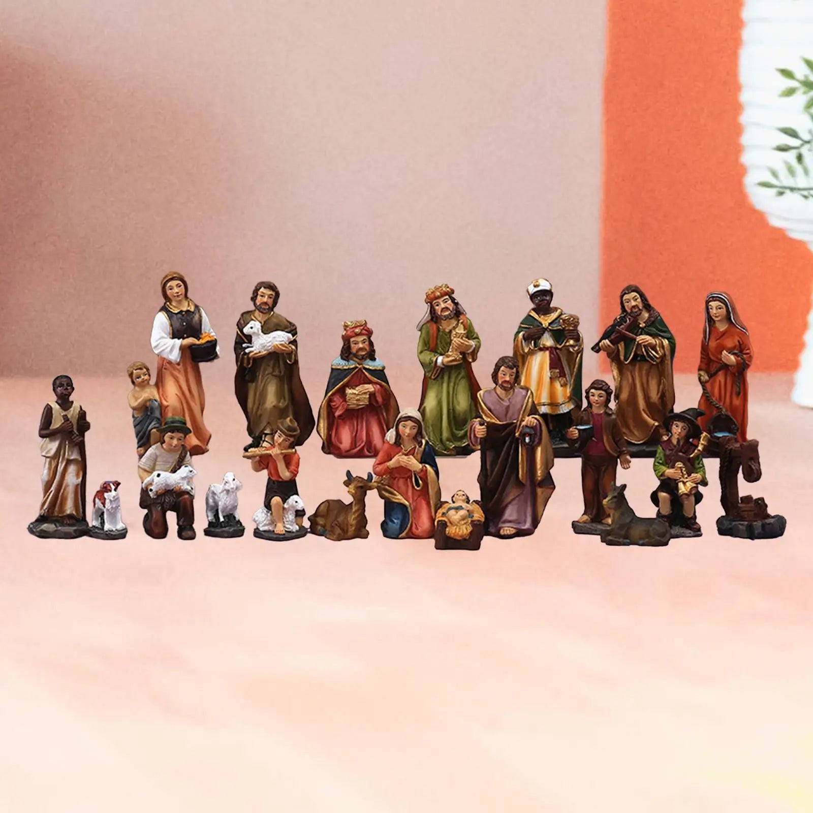 20Pcs Nativity Sets for Christmas Ornament Crafts Resin Statue Christ Birth of Jesus for Christmas Xmas Gift Home Holiday Church