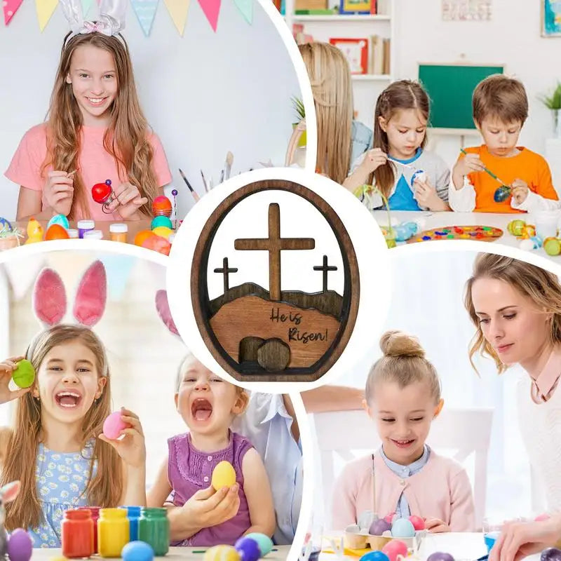 The Empty Tomb Easter Scene Wooden Tiered Resurrection Scene Tray Kit Handcrafted Jesus Nativity Sign Religious Christian Table