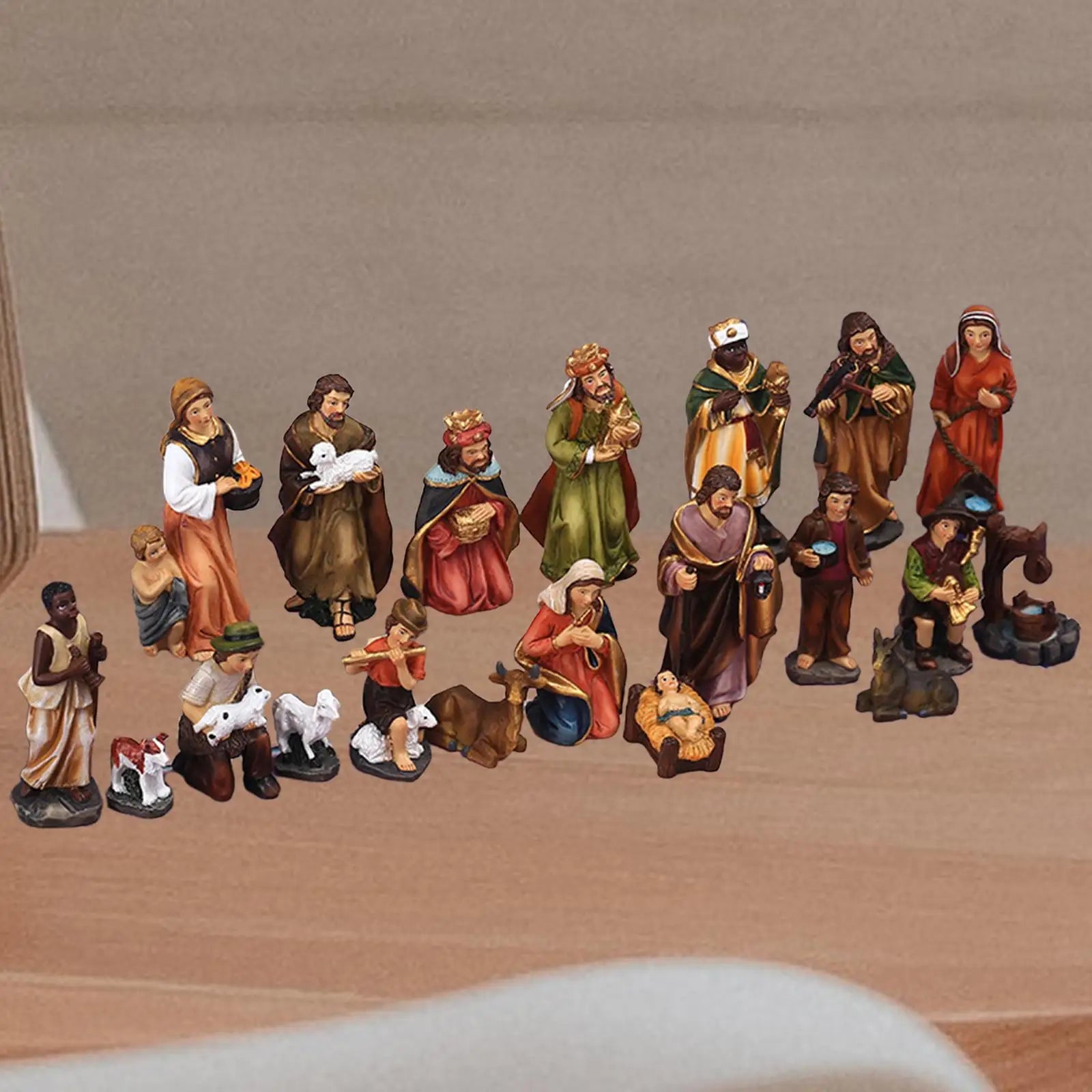 20Pcs Nativity Sets for Christmas Ornament Crafts Resin Statue Christ Birth of Jesus for Christmas Xmas Gift Home Holiday Church