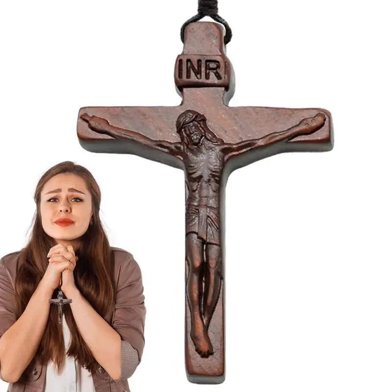 Jesus Cross Wooden Necklace Cross Pendant Necklace wood Cross Necklace christian Catholic Jesus Crucifix Necklace Accessories