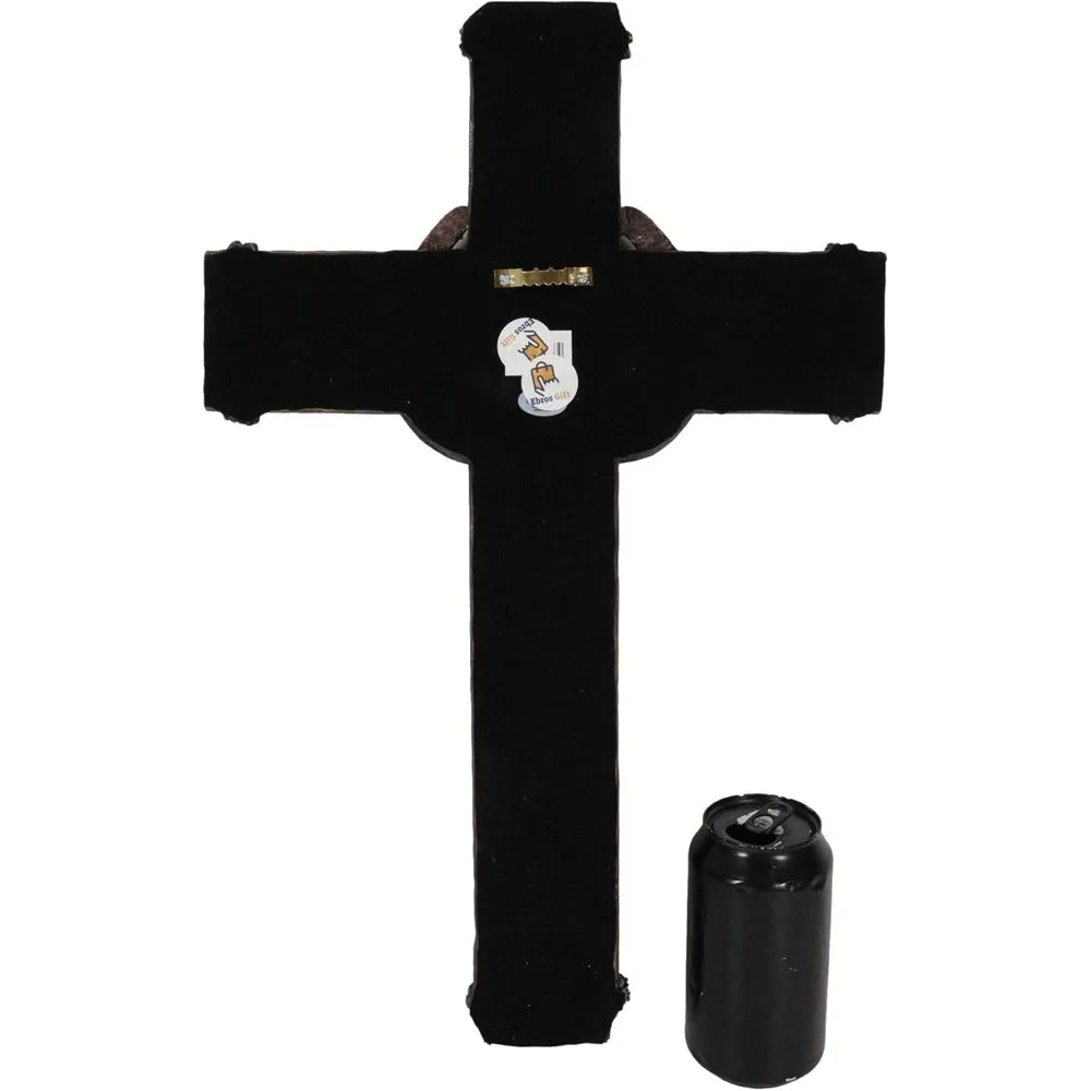 19" High Rustic Western 2 Lucky Horseshoes Wall Cross Decor Plaque With Vintage Barbed Wire And Braided Rope Design Sculpture