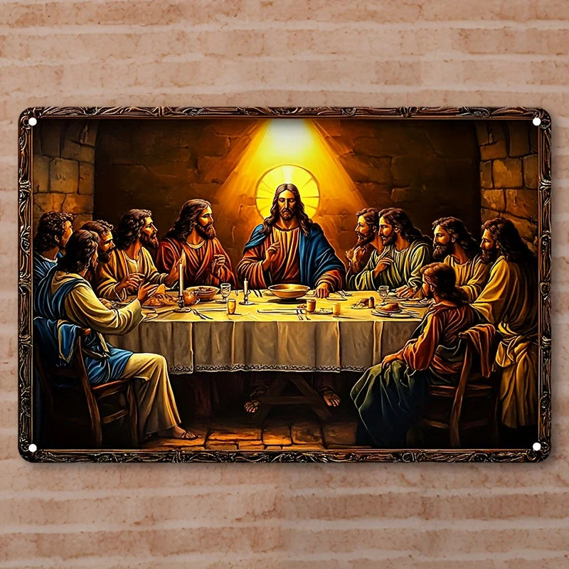 Vintage Religious "The Last Supper" Aluminum Wall Art Sign, Decorative Metal Plaque - Waterproof, High-Definition Printing