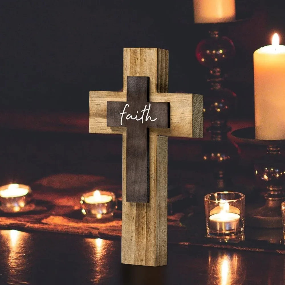 Wall Wooden Cross Christians Crosses Spiritual Religious Cross With Hook Christmas Wall Hanging Handmade Nature Wood Color with