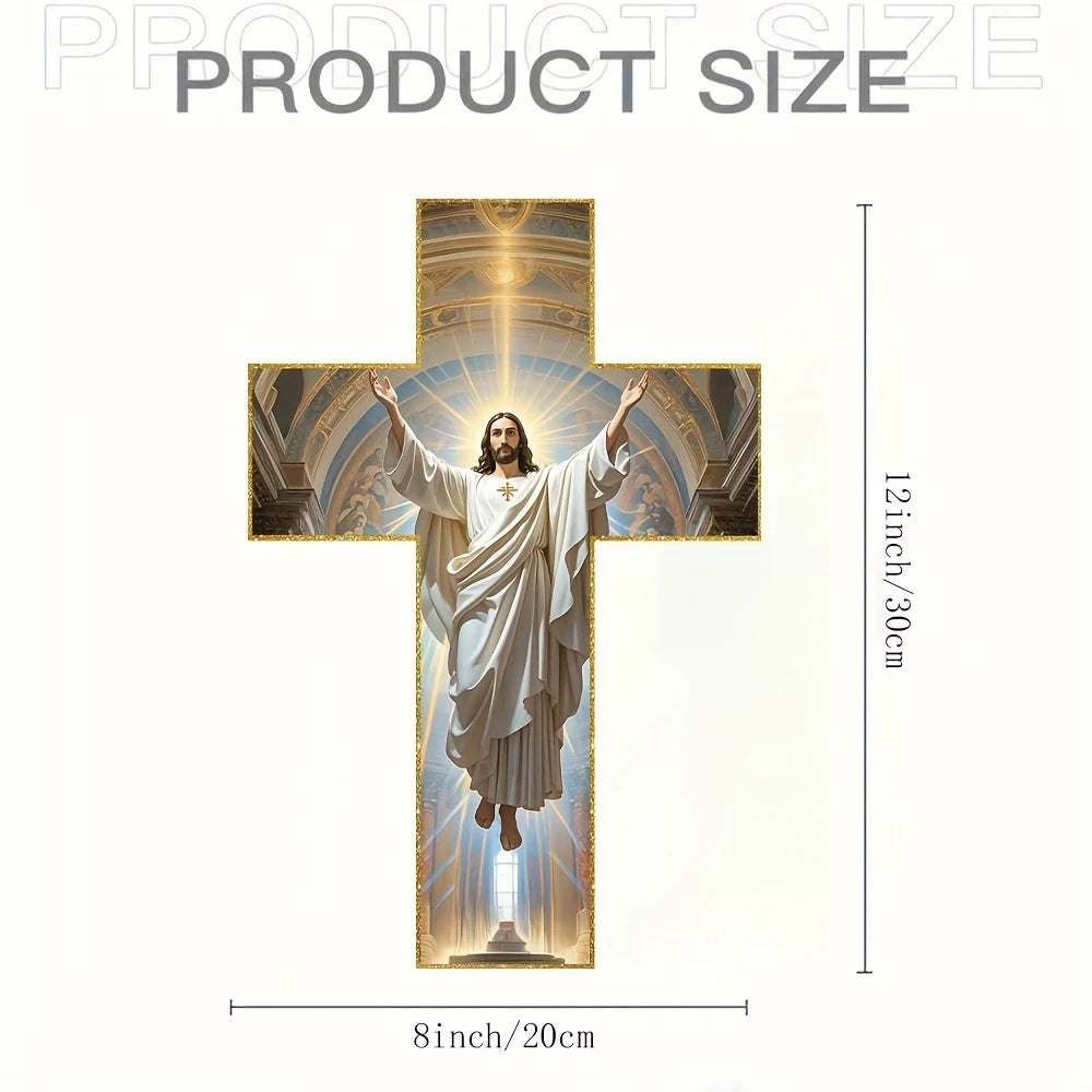 30cm Flat 2D Wooden Cross Jesus Christian Believer Family Decora Church Party Colour Wooden Board Portable Pendant Photo Prop