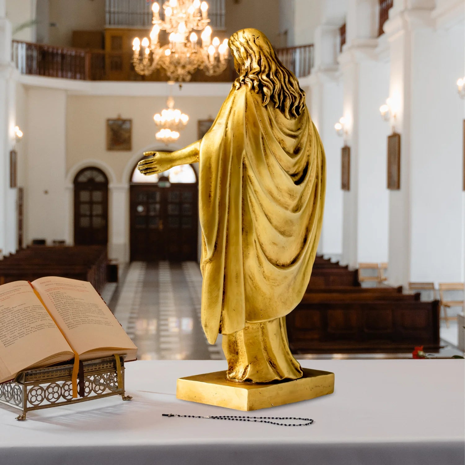 30cm Bronze Saint Jesus Statue Open Arms Blessing Jesus Christ Bronze Sculpture Home Church Decor Christian Ornament Gifts