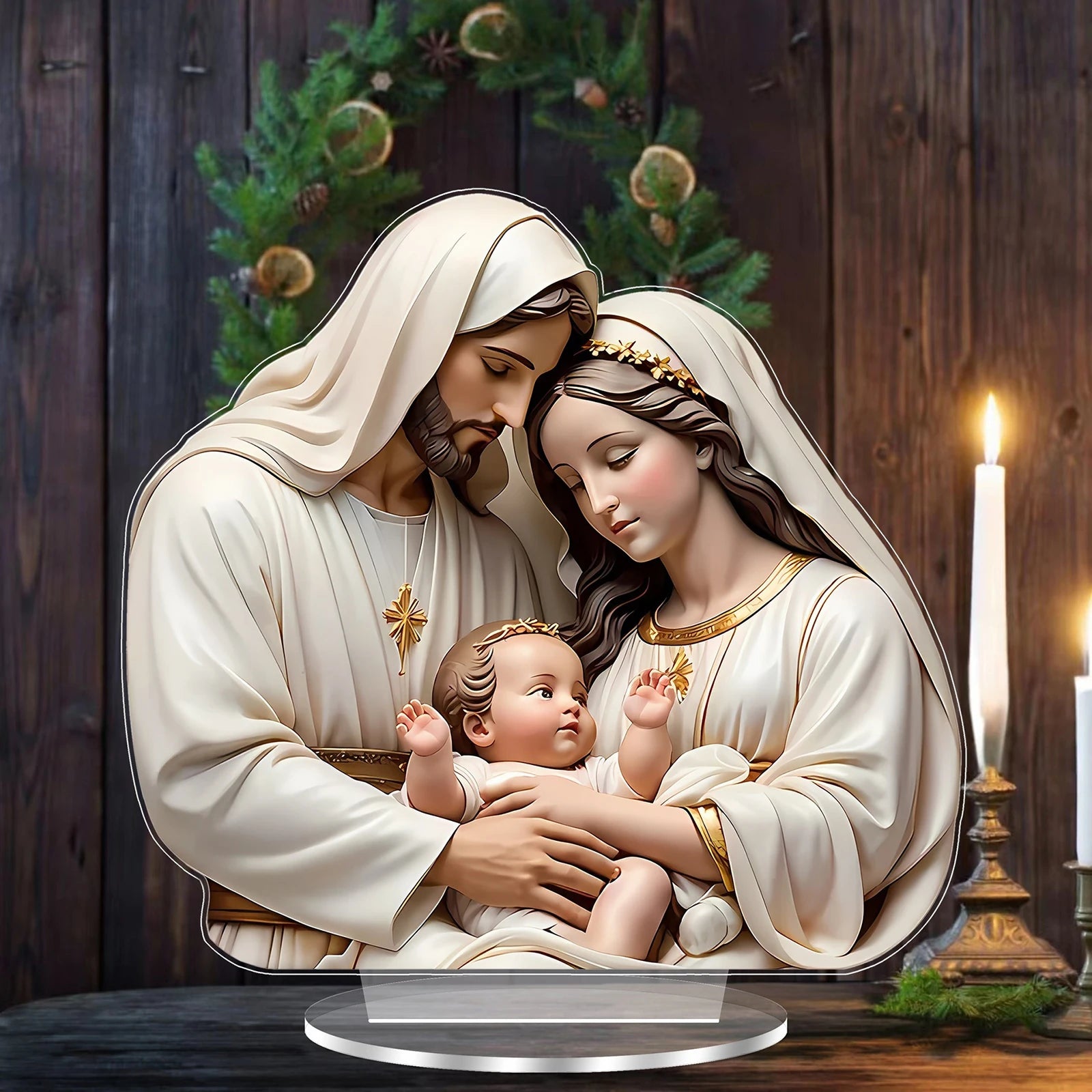 Nativity Scene Tabletop Ornament Jesus Birth Christmas Acrylic for Home Desk Decoration Holiday Gifts