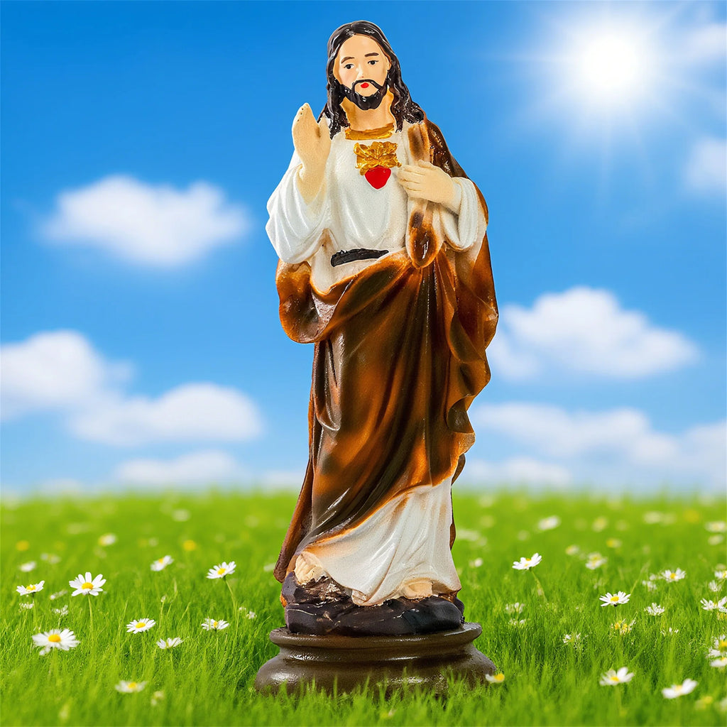 Religious Resin Statue of Virgin Mary for Home Office Church Decorations Living Room Tabletop Jesus Figurine