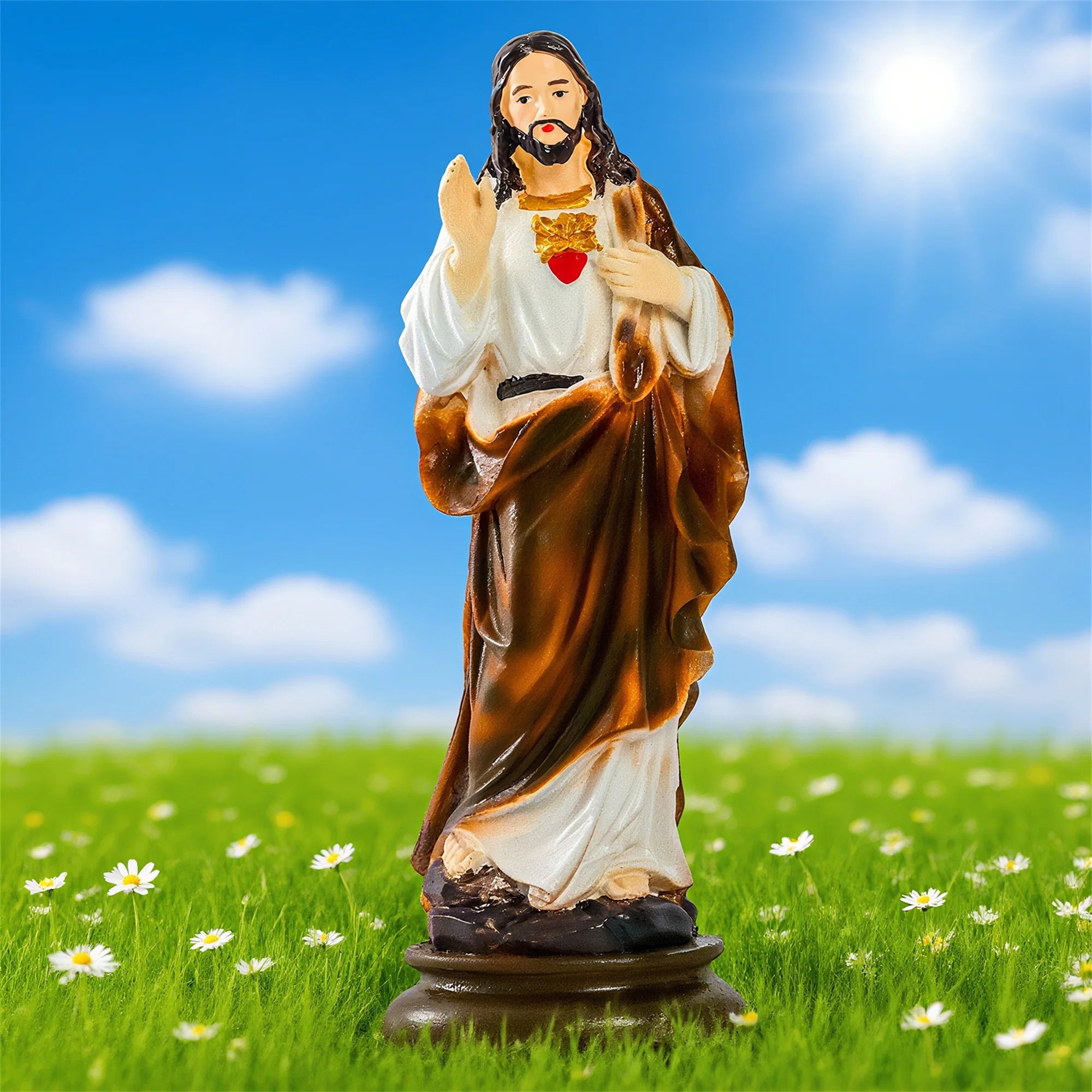 Religious Resin Statue of Virgin Mary for Home Office Church Decorations Living Room Tabletop Jesus Figurine