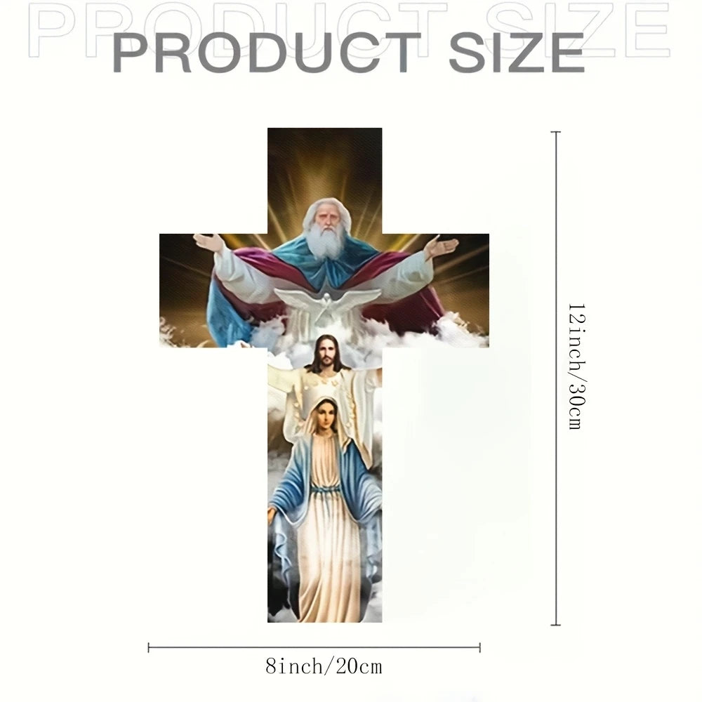 30cm Flat 2D Wooden Cross Jesus Christian Believer Family Decora Church Party Colour Wooden Board Portable Pendant Photo Prop