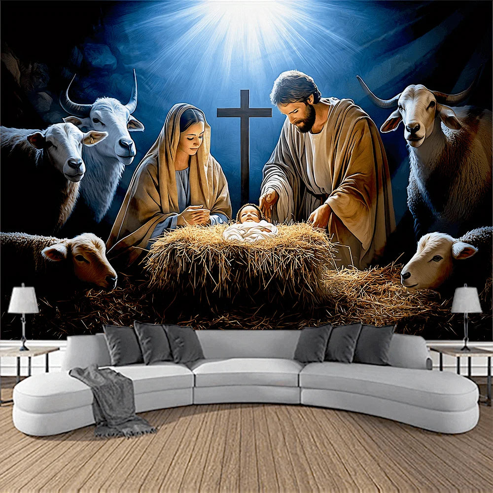 Inspirational Christmas Scene Tapestry - Perfect Choice for Holiday & New Year Decor