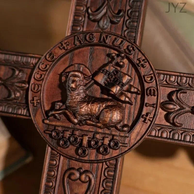 Vintage Wood Carving Cross for Wall Decoration Wall Hanging Church Gifts