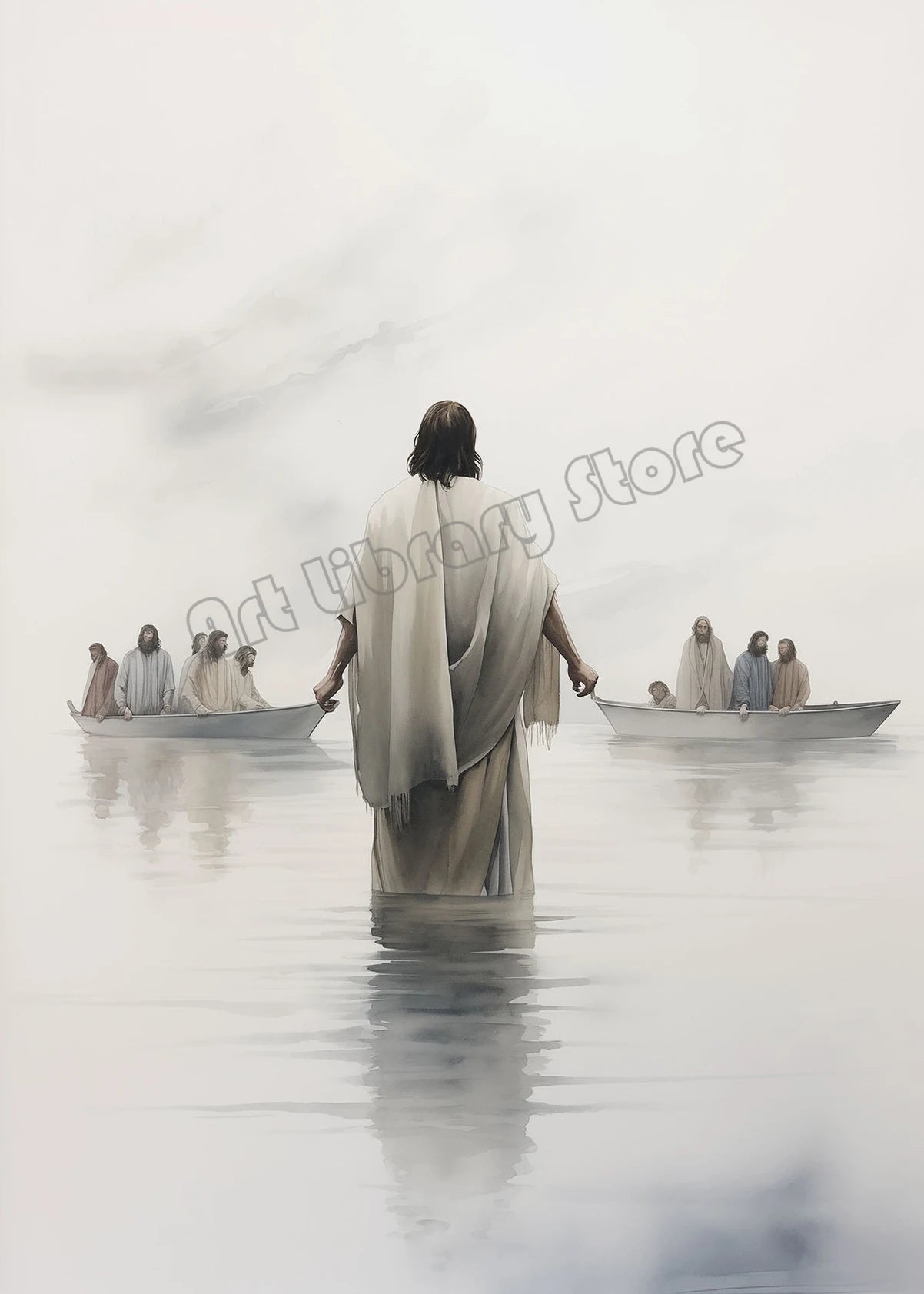 Watercolor Jesus Teaching Children Portrait Christian Religious Poster Canvas Painting Wall Art Pictures Home Interior Decor