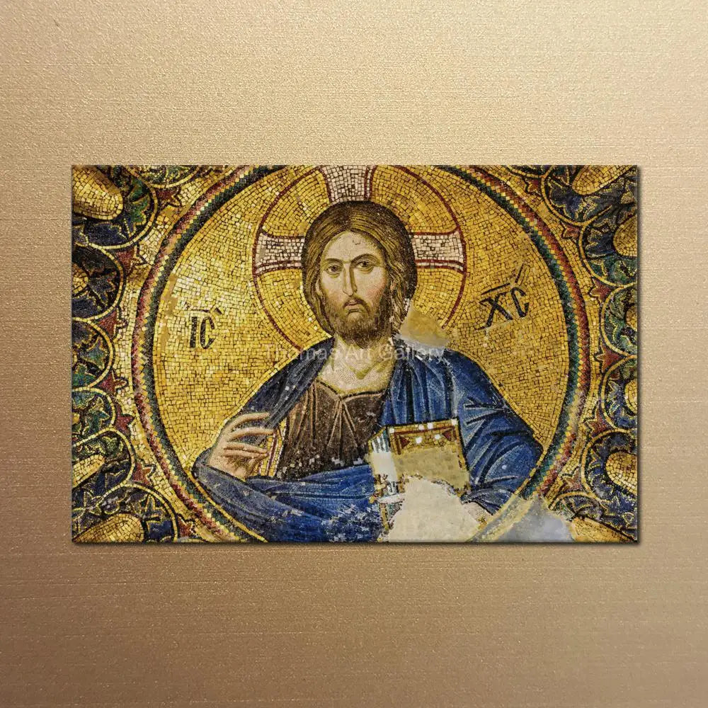 Large Greek Orthodox Jesus Christ Icon Canvas Print Byzantine HD Religious Art Wall Decor for Church Home Altar & Prayer Corner