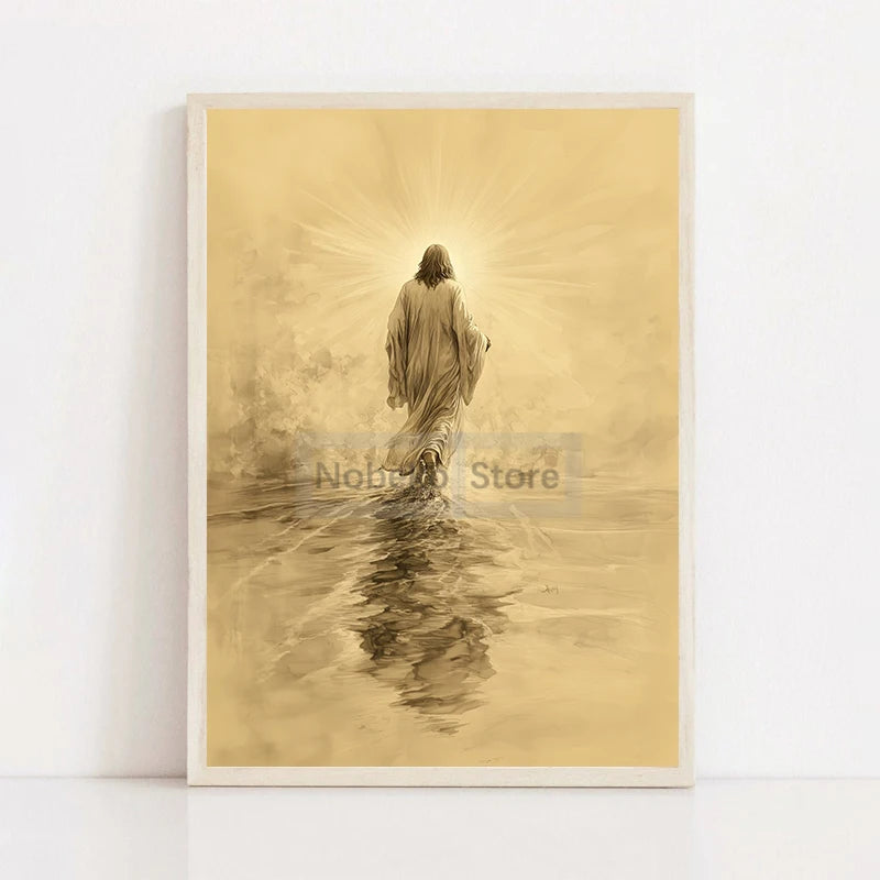 Modern Christian Jesus Poster Religious Prints Canvas Painting Bible Verse Wall Art Pictures Home Living Room Christian Decor