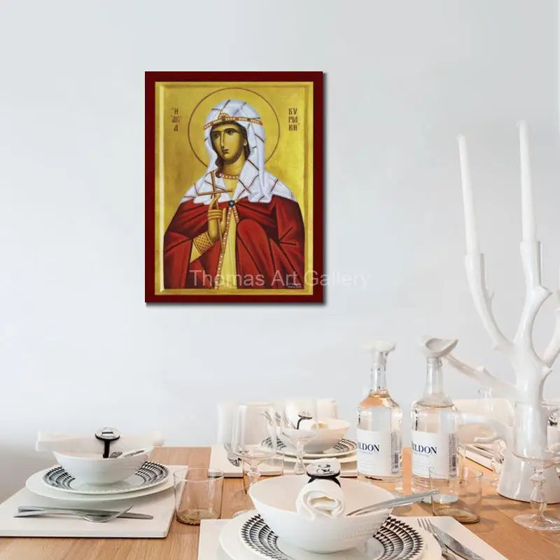 Greek Orthodox Saint Lydia Icon Canvas Print HD Byzantine Art Large Religious Wall Decor for Prayer Corner Office Christian Gift