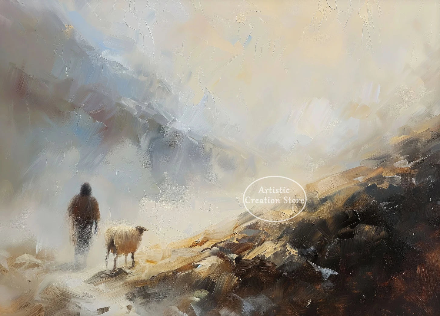 Retro Christian Jesus Leaves The 99 Good Shepherd Landscape Religious Poster Canvas Painting Wall Pictures Home Interior Decor