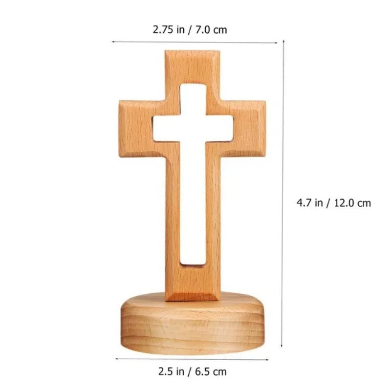 Cross Wood Crucifix Standing Jesus Wall Wooden Religious Christian Table Decoration Holy Church Religious Ornament Statue Gifts