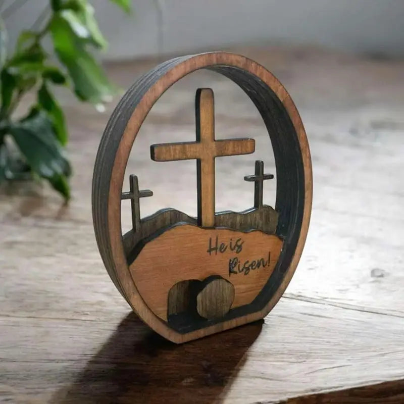 The Empty Tomb Easter Scene Wooden Tiered Resurrection Scene Tray Kit Handcrafted Jesus Nativity Sign Religious Christian Table