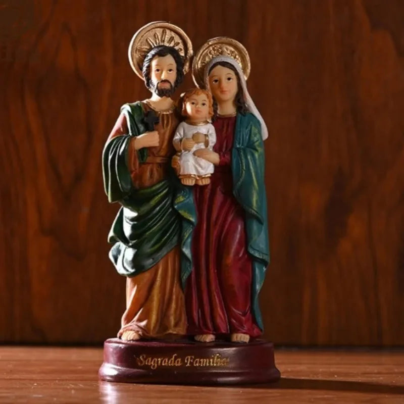 Holy Family Statues Set Colorful Home Accessories Church Tabletop Resin Sculpture Decoration Living Room Decorative Figurines