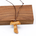 Olive Wood Tau Cross Pendant Necklace 3.0 cm St. Francis Assisi Peace Communion with Franciscan 3 Knots