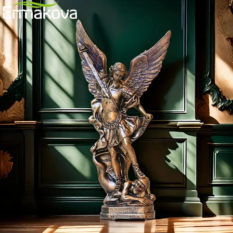 Ermakova St.Michael the Archangel Figurine Resin St Michael Statue Saint Michael Defeating Satan Collection Angel Sculpture