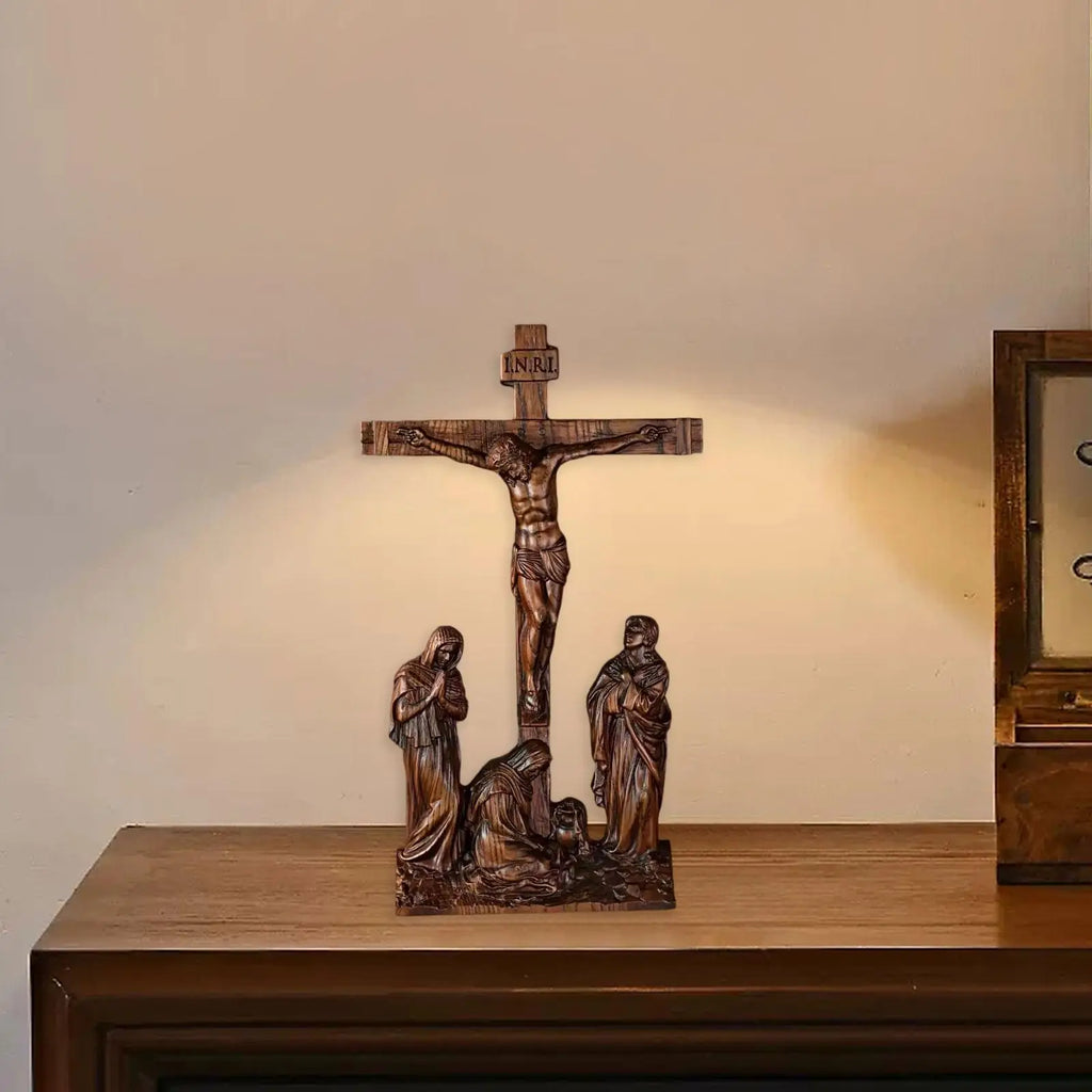 Standing Crucifix Jesus Cross Statue 10 inch High Catholic Table Cross Jesus Crucifix for Chapel Christian Collection Prayers