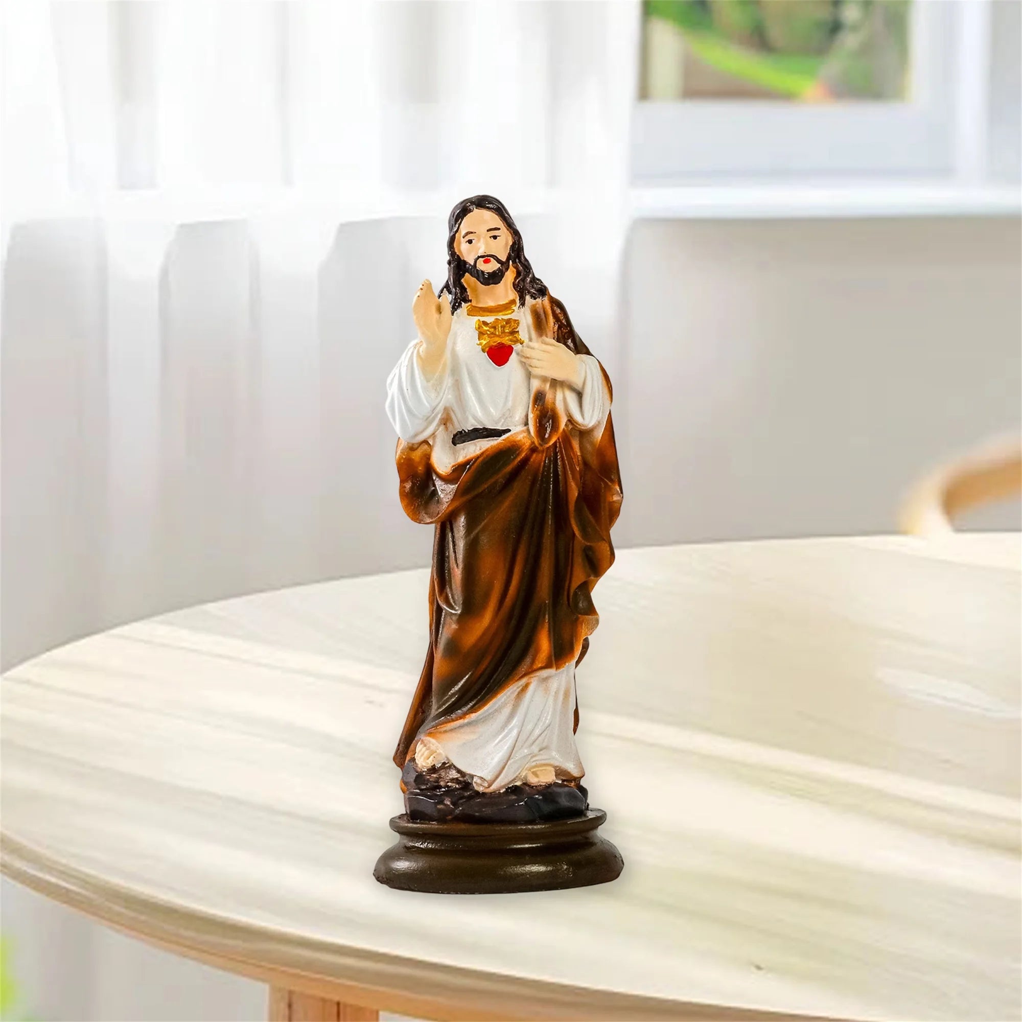 Religious Resin Statue of Virgin Mary for Home Office Church Decorations Living Room Tabletop Jesus Figurine