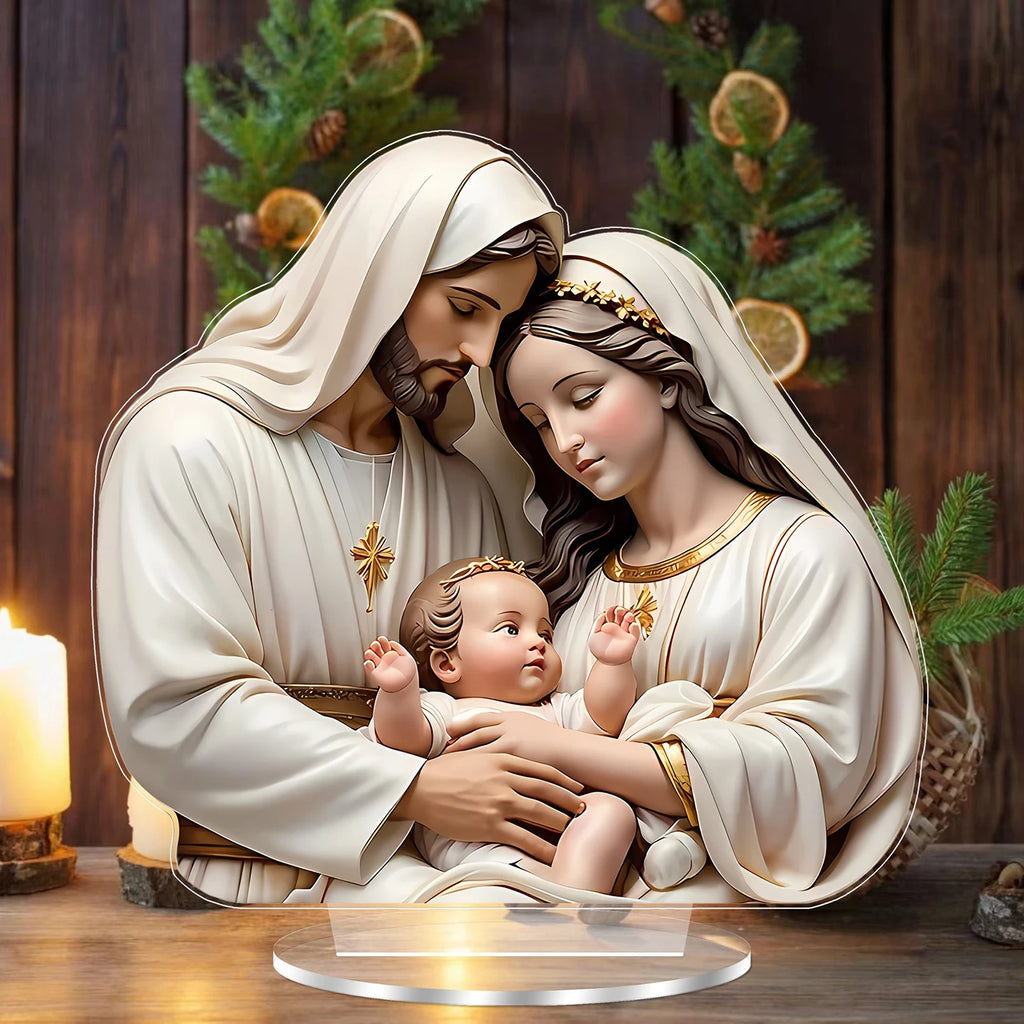 Nativity Scene Tabletop Ornament Jesus Birth Christmas Acrylic for Home Desk Decoration Holiday Gifts