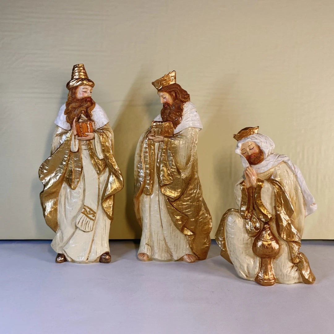 Nativity Figurines Scene Set Holy Manger Christmas Decor Jesus Birth Crib Statue Ornaments Catholic Christian Home Decorations
