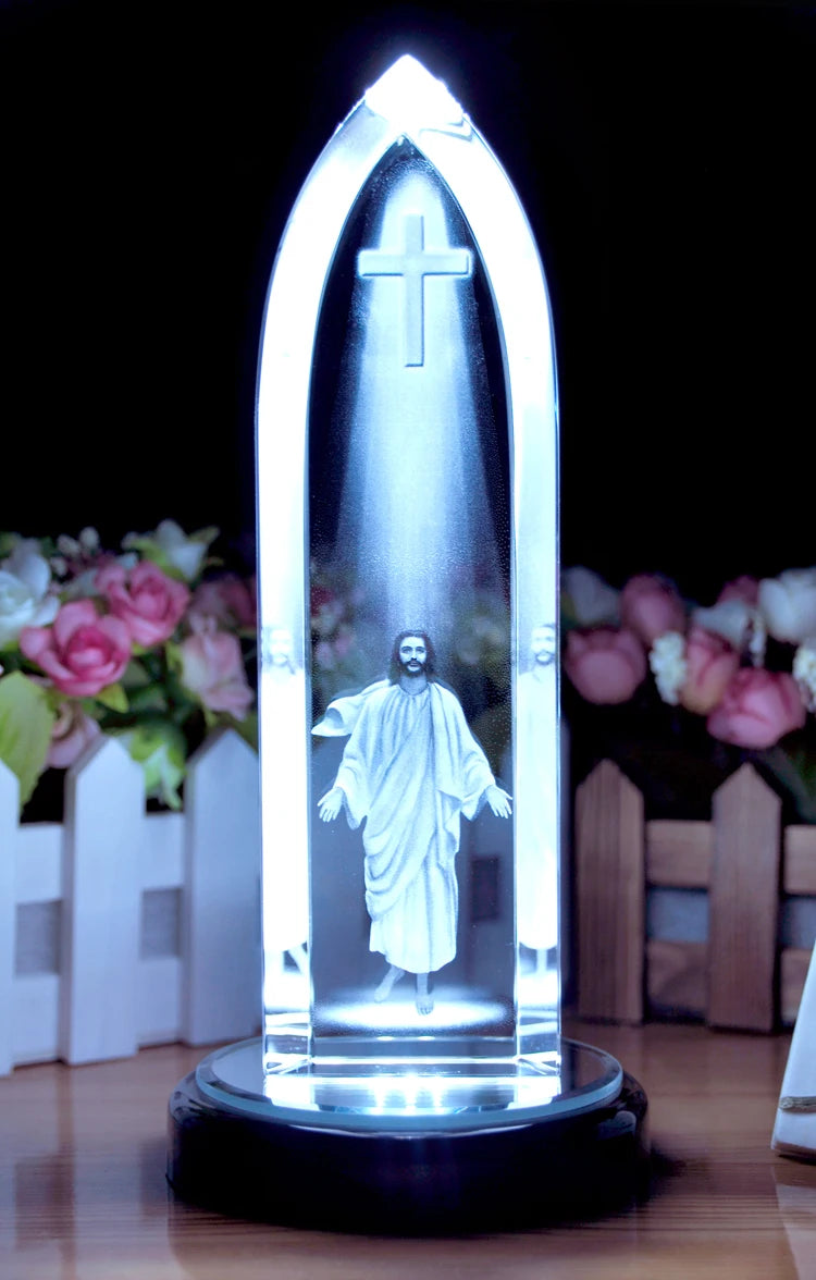 Special offer --best gift Home Decor Decoration Religious 3D Jesus CROSS blessing Decoration Jesus Christ Crystal Image