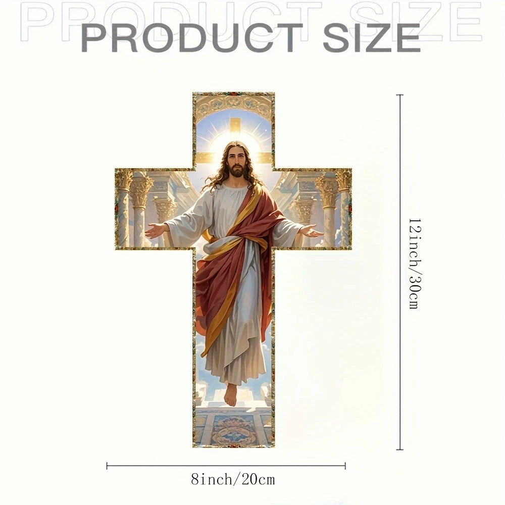 30cm Flat 2D Wooden Cross Jesus Christian Believer Family Decora Church Party Colour Wooden Board Portable Pendant Photo Prop