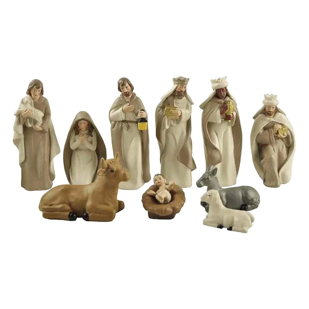 10x Resin Christmas Crib Figures Display Set Figures Baby Gifts