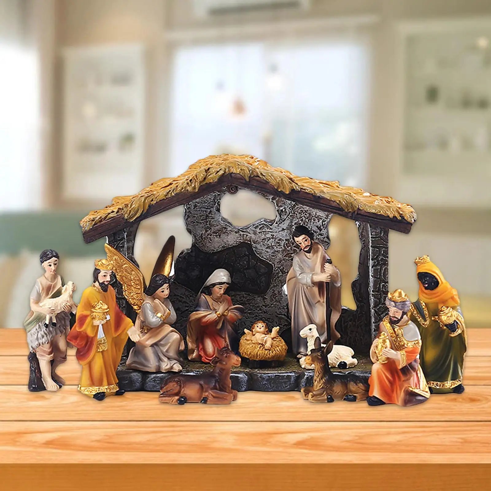 Nativity Figurines Birth of Religious Christmas Worship Table Statue