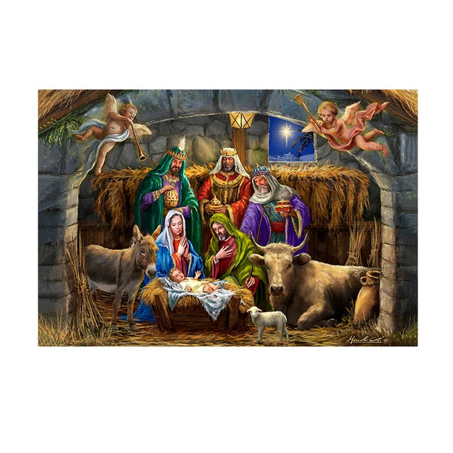 Birth of Jesus Christ Wall Art Canvas Painting Nativity Scene Christmas Decor Modern Oil Painting Church Wall Decor Cuadros