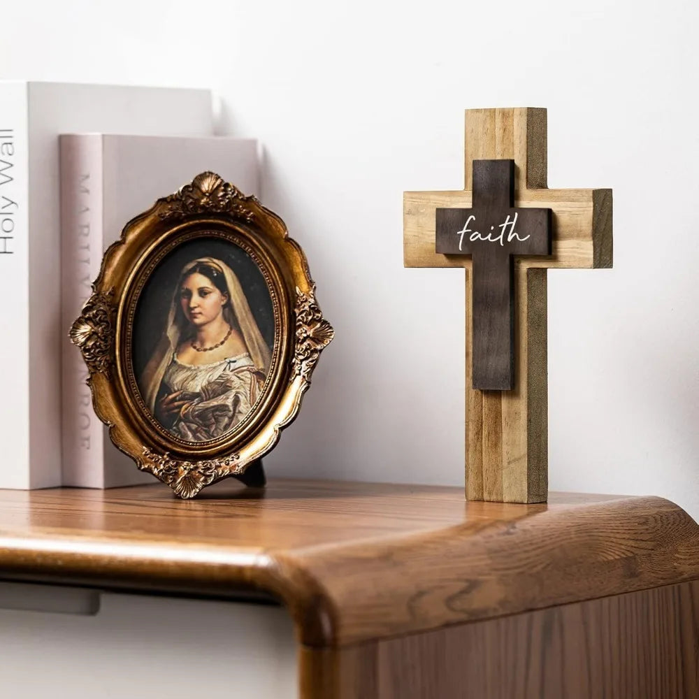 Wall Wooden Cross Christians Crosses Spiritual Religious Cross With Hook Christmas Wall Hanging Handmade Nature Wood Color with