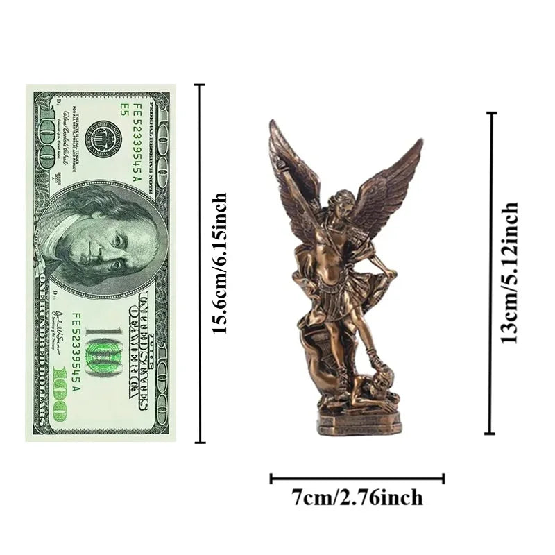 Ermakova St.Michael the Archangel Figurine Resin St Michael Statue Saint Michael Defeating Satan Collection Angel Sculpture