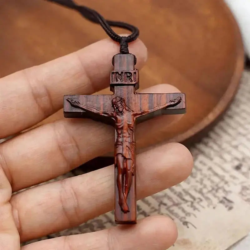 Jesus Cross Wooden Necklace Cross Pendant Necklace wood Cross Necklace christian Catholic Jesus Crucifix Necklace Accessories