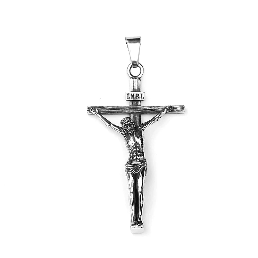 Classic Jesus Suffered On The Cross Pendant Necklaces For Men Stainless Steel Christian Amulet Jewelry Fashion Religious Gift