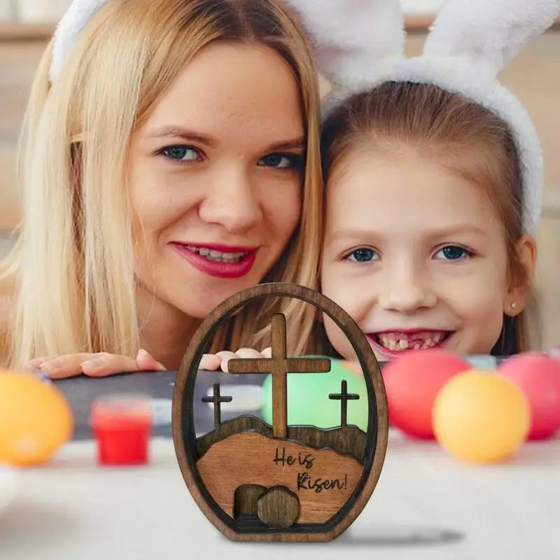 The Empty Tomb Easter Scene Wooden Tiered Resurrection Scene Tray Kit Handcrafted Jesus Nativity Sign Religious Christian Table