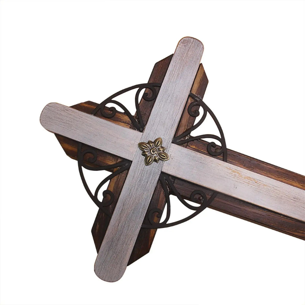 Christian Wall Cross Decorative Sculpture, Elegant Design, 34x25cm