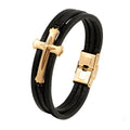 New Prayer Style Multi Layer Design Stainless Steel Cross Bracelet Leather Bracelet Women Classic Christmas Men Fashion Gift