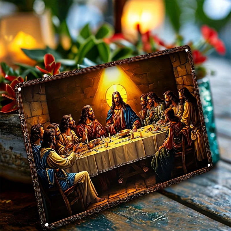 Vintage Religious "The Last Supper" Aluminum Wall Art Sign, Decorative Metal Plaque - Waterproof, High-Definition Printing